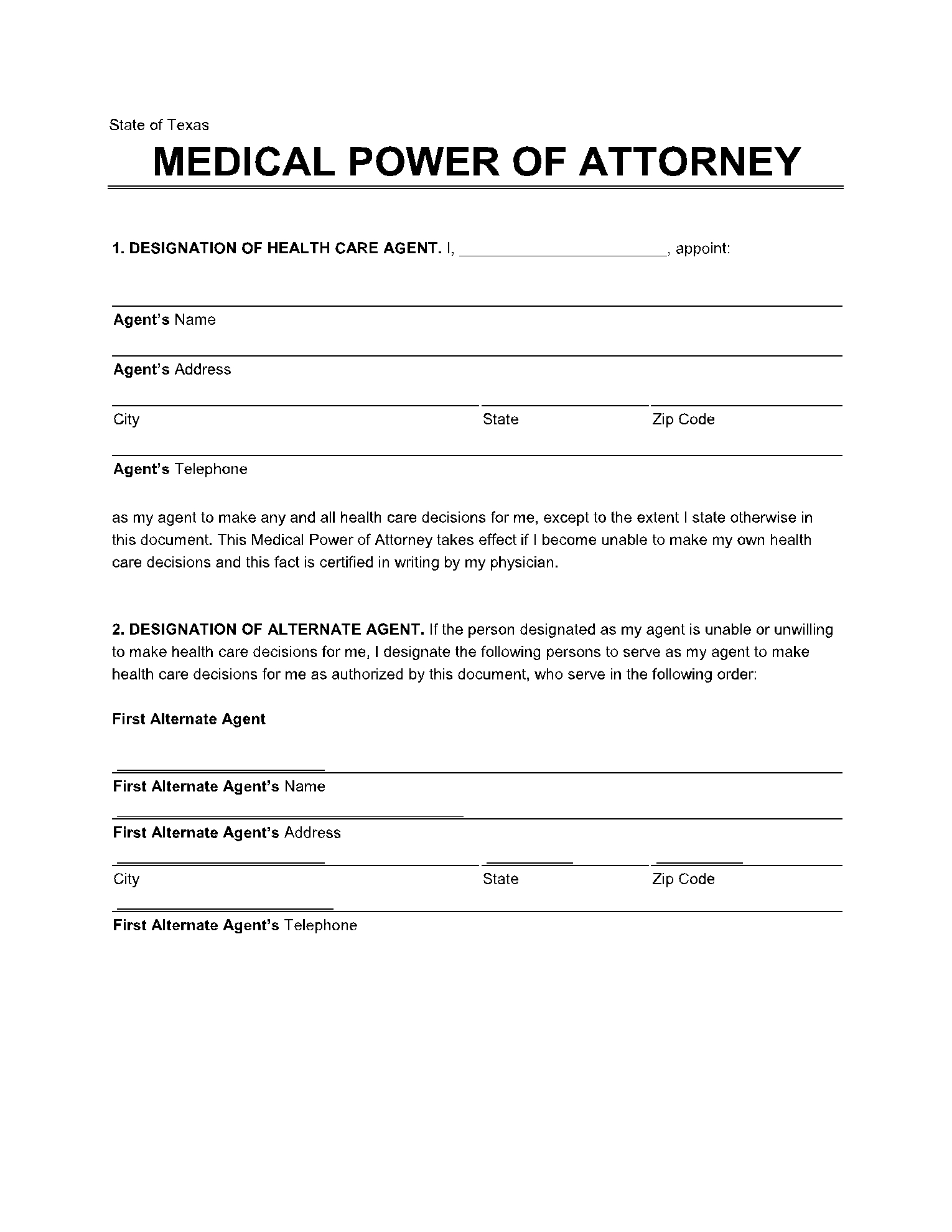 Free Texas Medical Power Of Attorney PDF CocoSign