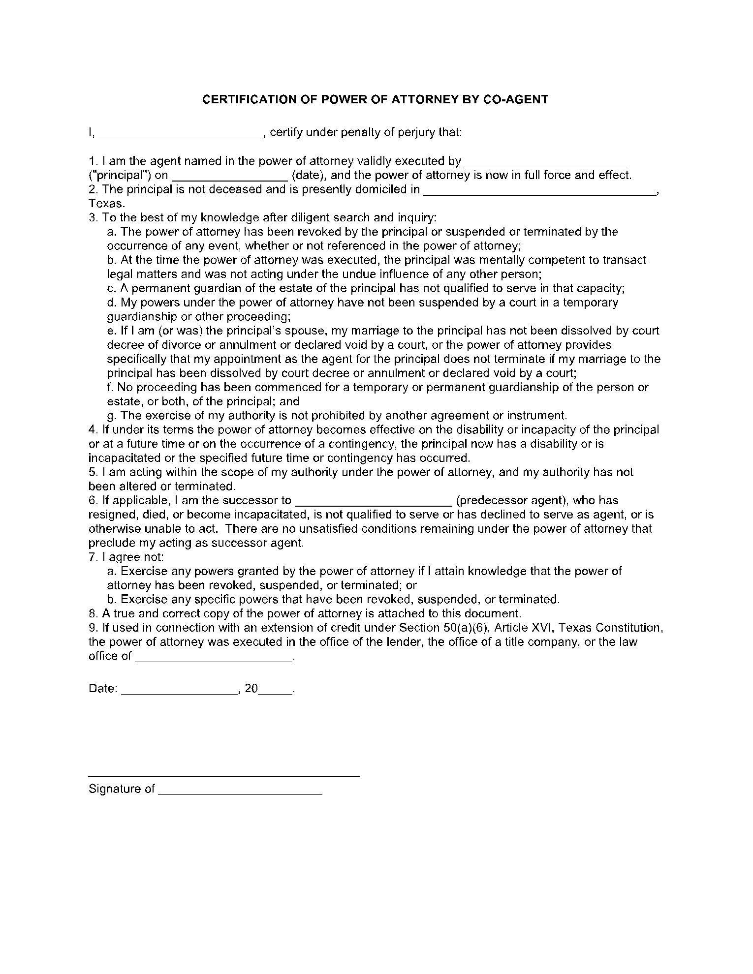 Free Texas Power Of Attorney Form PDF CocoSign