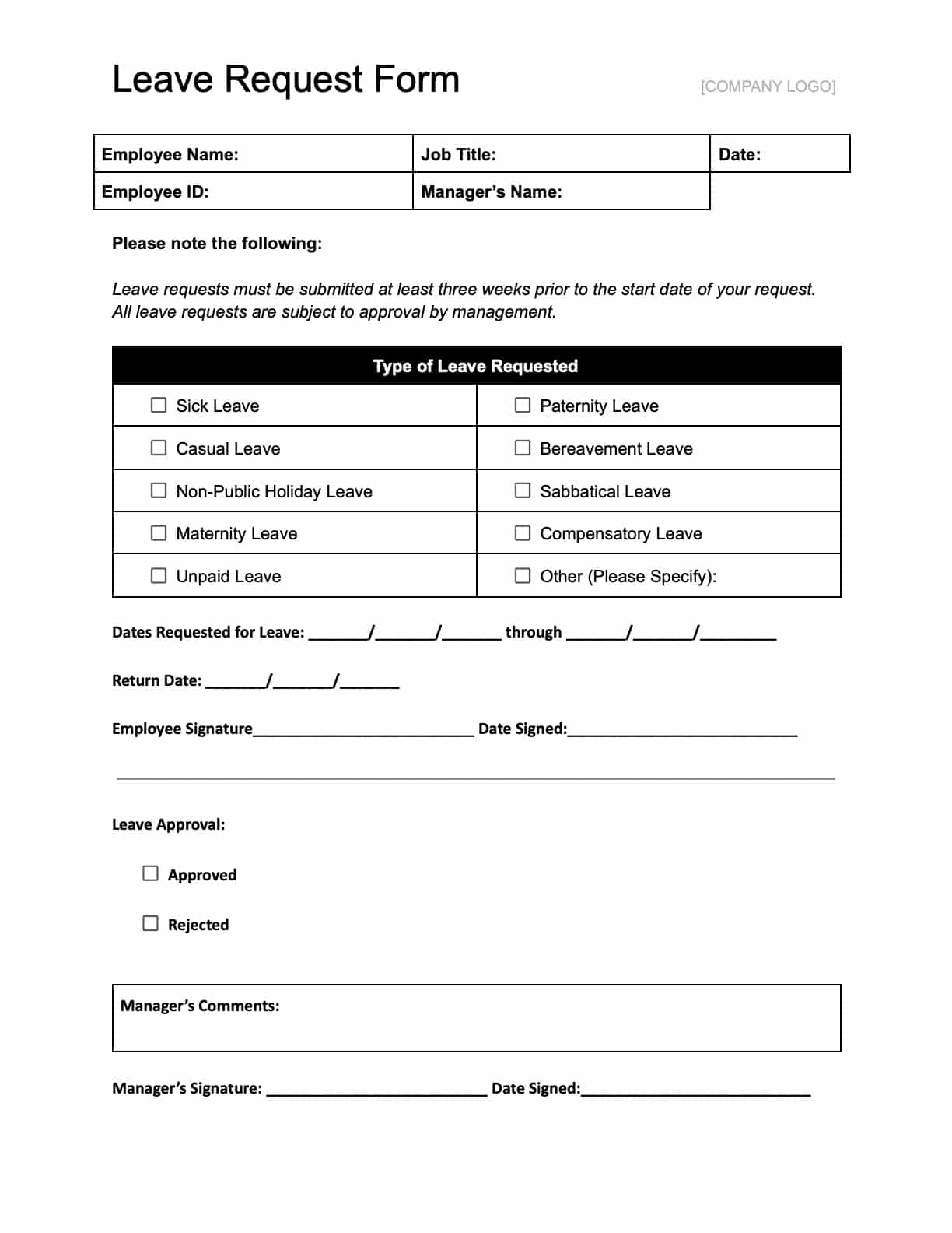 Free Time Off Request Forms Download In PDF Office Or GDocs 