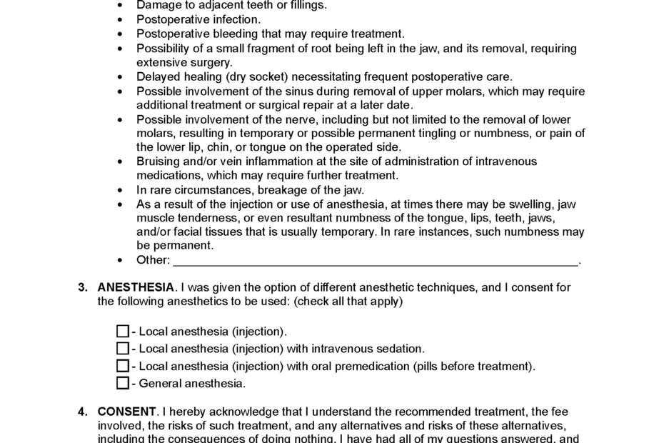 Free Tooth Extraction Removal Consent Form PDF Word