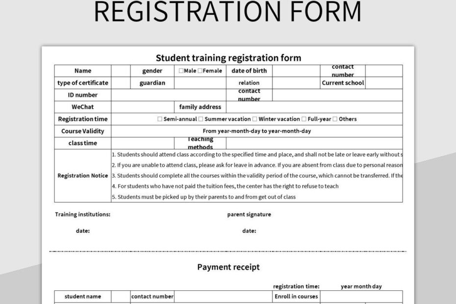 Free Training Registration Form Templates For Google Sheets And Microsoft Excel Slidesdocs