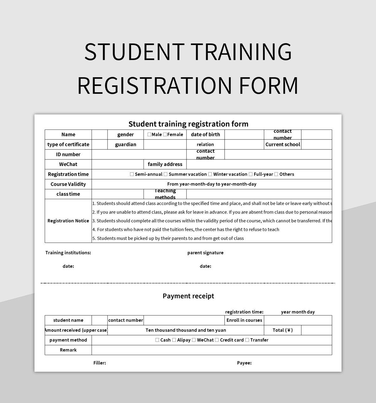 Free Training Registration Form Templates For Google Sheets And Microsoft Excel Slidesdocs
