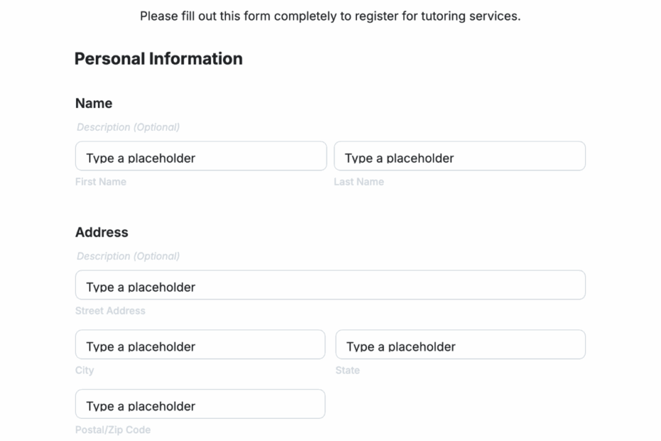 Free Tutoring Registration Form Template To Edit Online