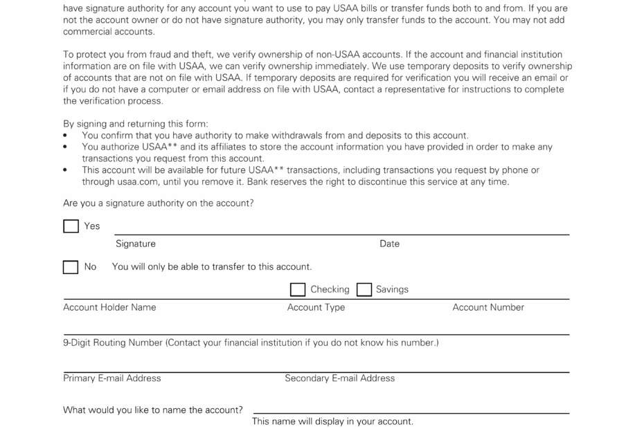 Free USAA Direct Deposit Authorization Form PDF EForms