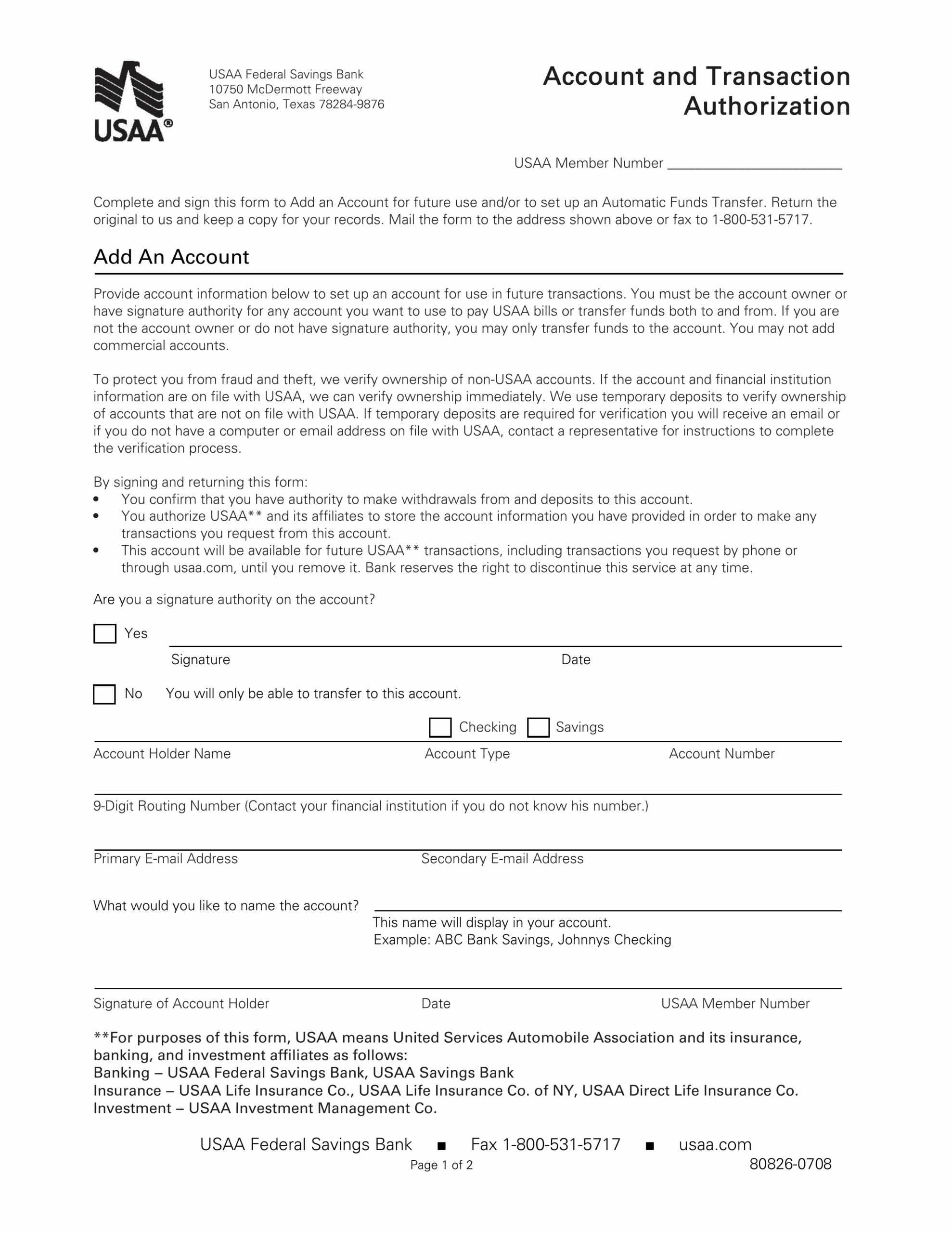 Free USAA Direct Deposit Authorization Form PDF EForms