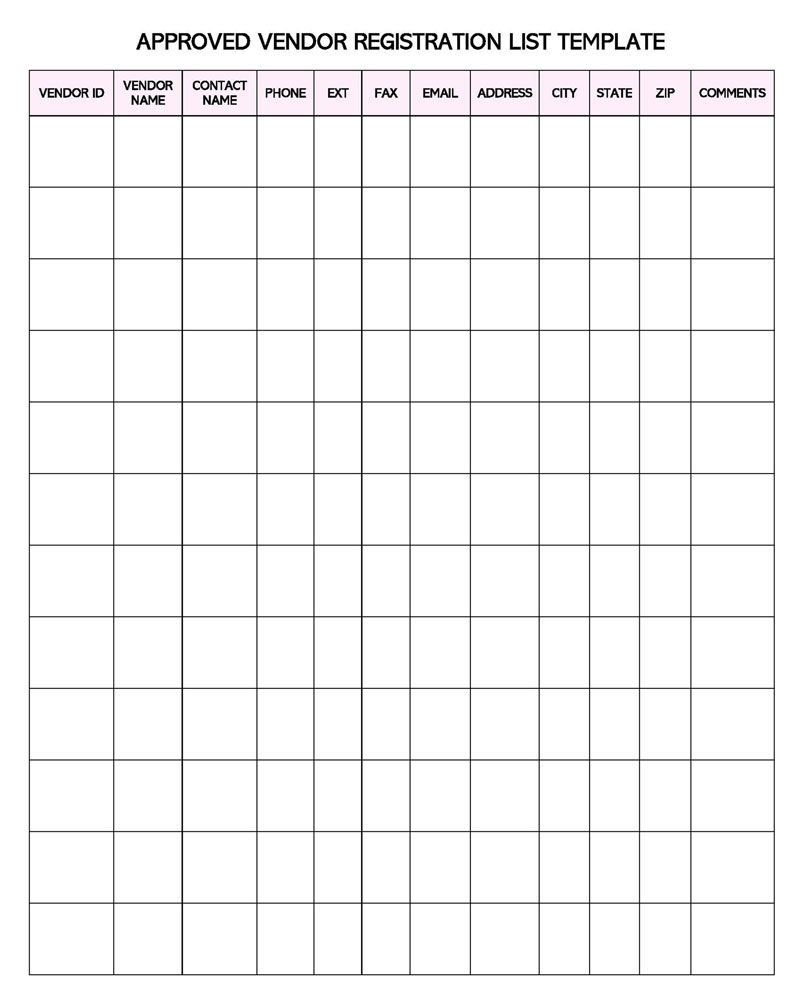 Free Vendor Registration Forms And Templates Editable 