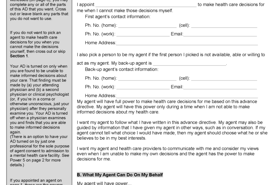 Free Virginia Advance Directive Form PDF