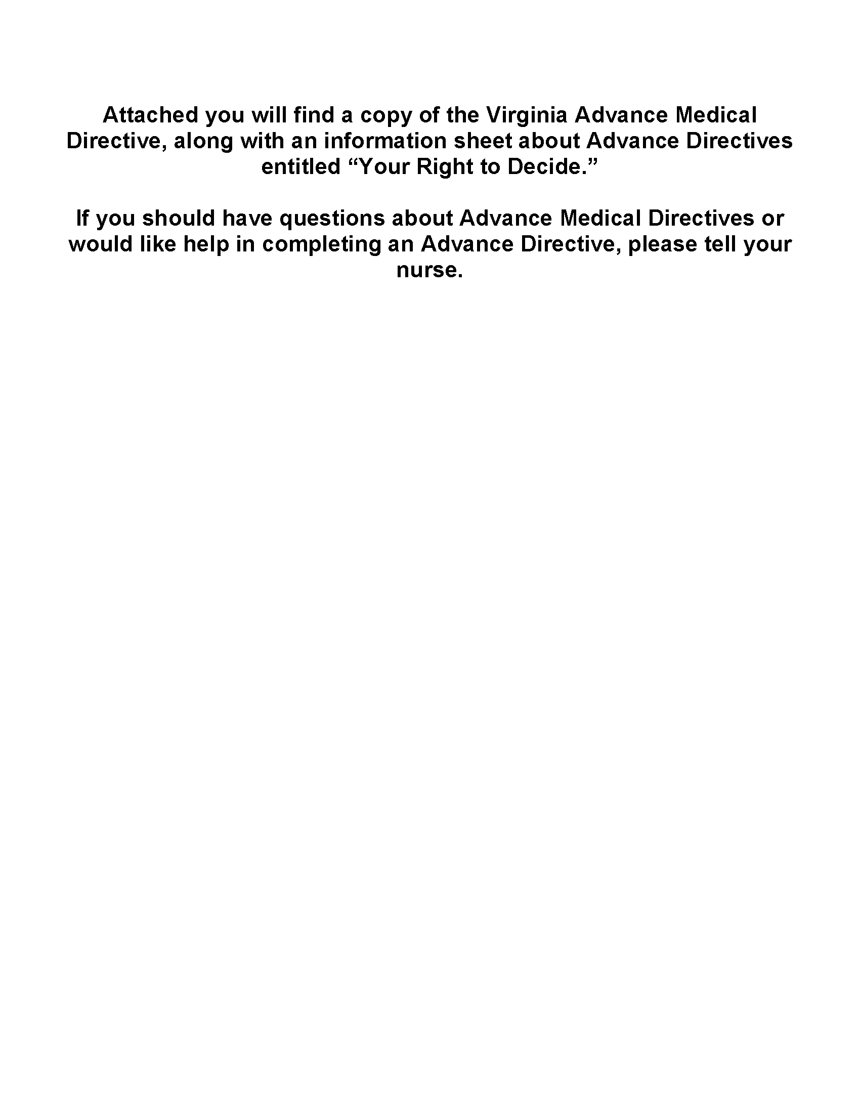 Free Virginia Advance Directive Medical POA Living Will 