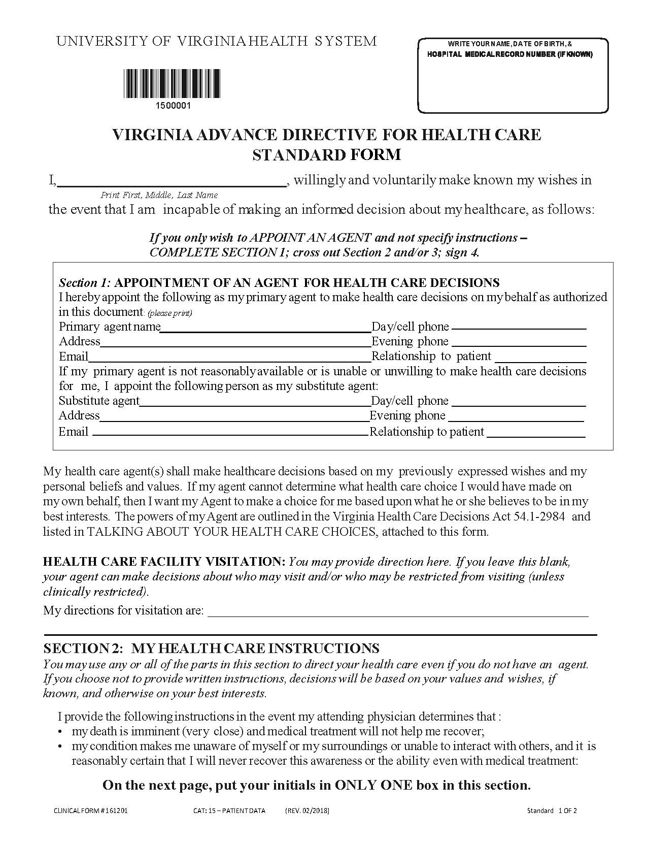 Free Virginia Advance Directive Medical POA Living Will Template PDF Word EForms