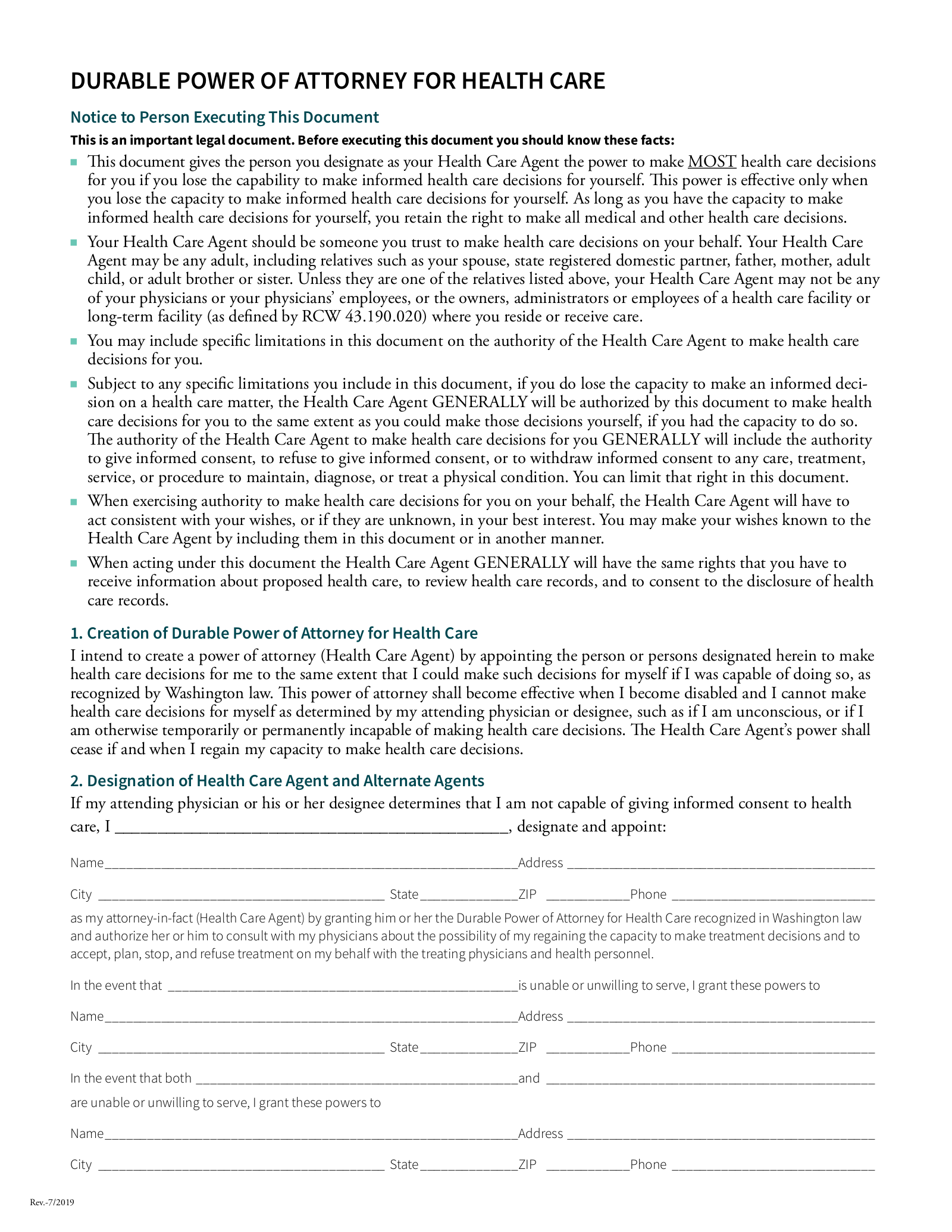 Free Washington Last Will And Testament Template PDF Word EForms