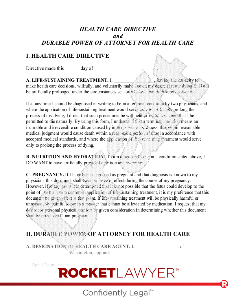 Free Washington Living Will Template U0026 FAQs Rocket Lawyer