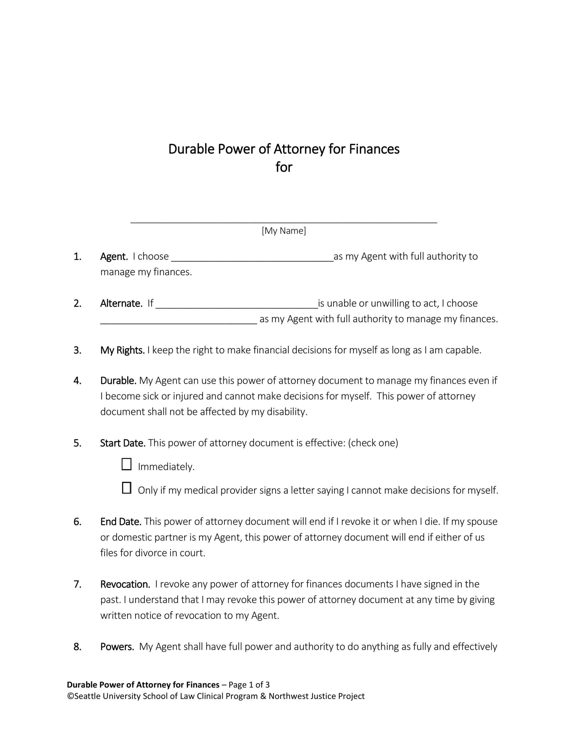Free Washington Power Of Attorney Forms 10 Types PDF EForms