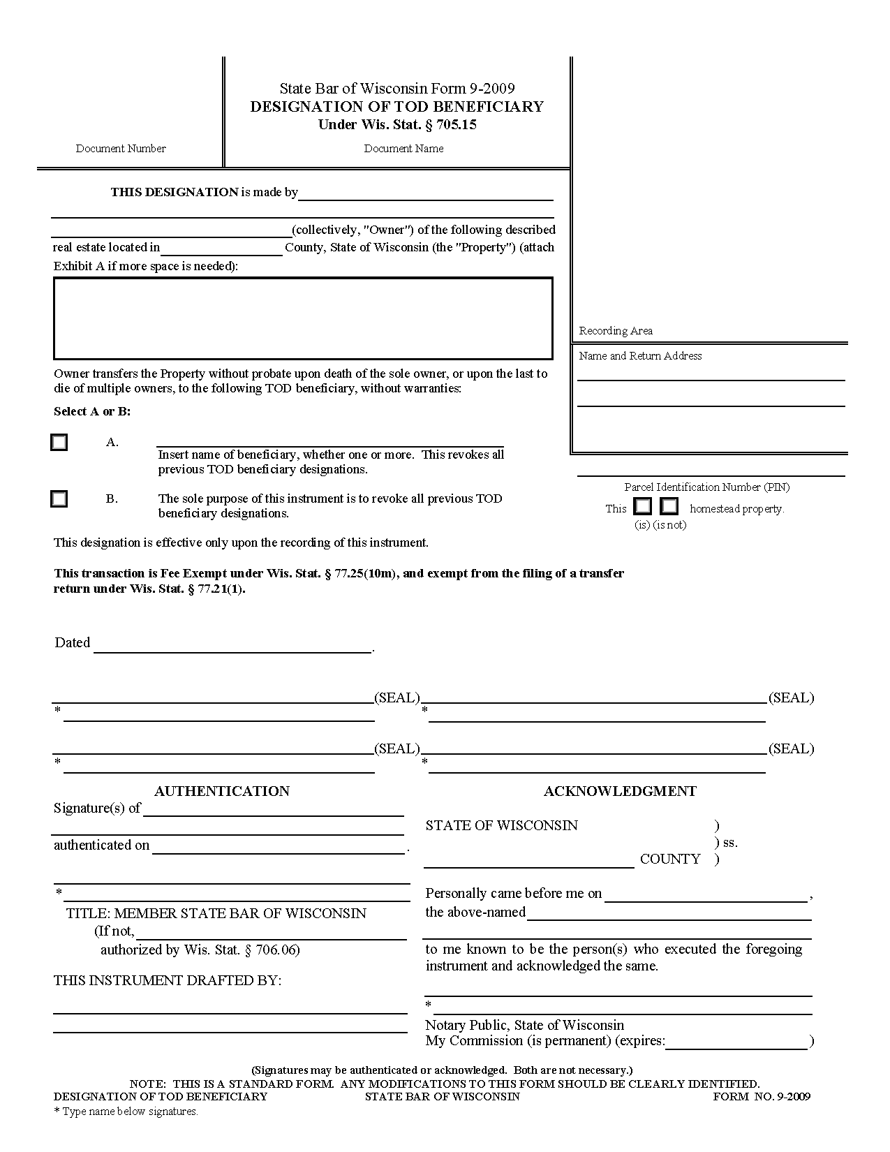 Free Wisconsin Transfer On Death Deed Form PDF