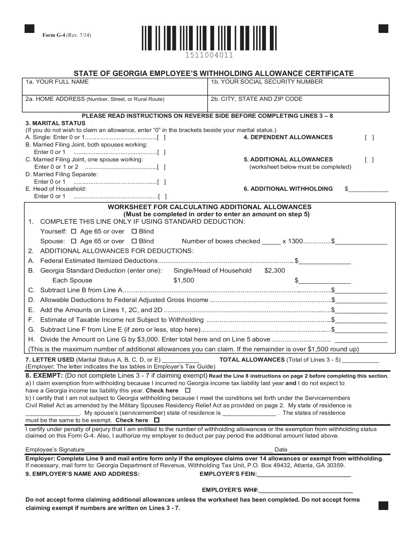G 4 rev7 14 Georgia Income Tax Line Form PubHTML5