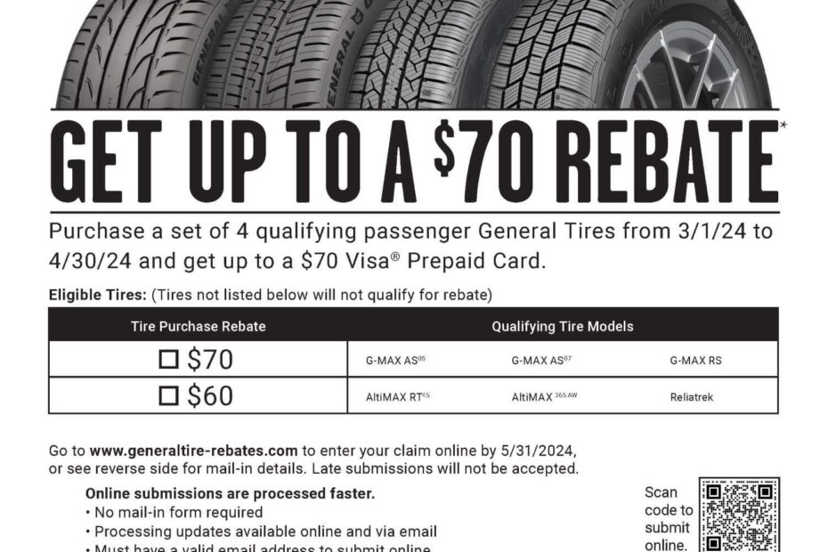 General Tire Rebate March April 2024 70 Car X