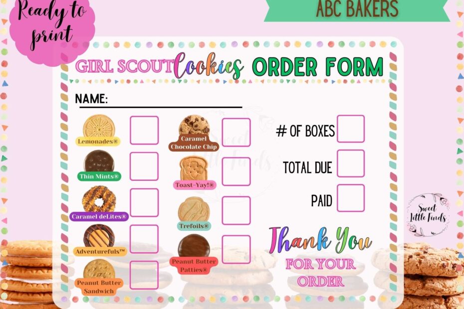 Girl Scout Cookies ABC 2025 Printable Order Form Girl Scout Cookie Poster Thank You Note 8 5 X 11 Printable PDF Digital File