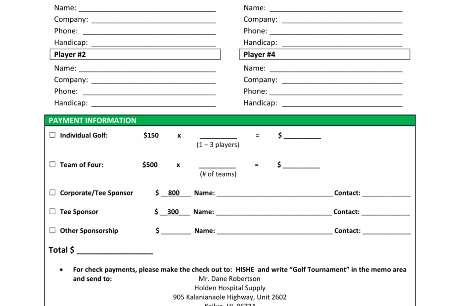 Golf Tournament Registration Form HiHTM