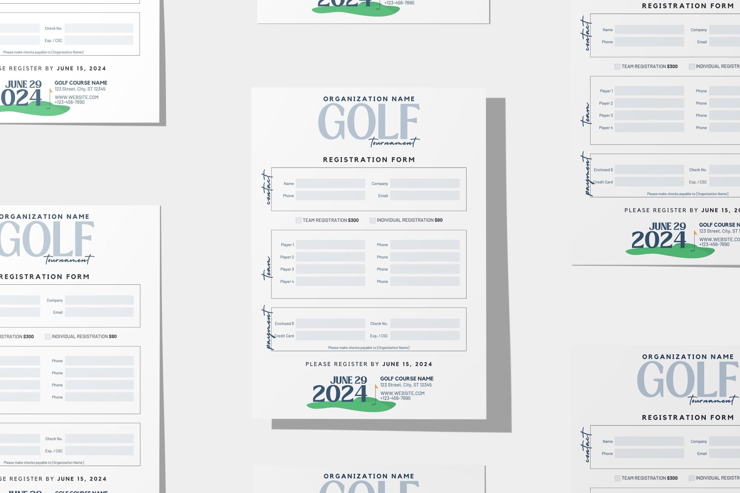 Golf Tournament Registration Form Template Golf Tournament Players Registartion Golf Charity Event Canva Template Etsy