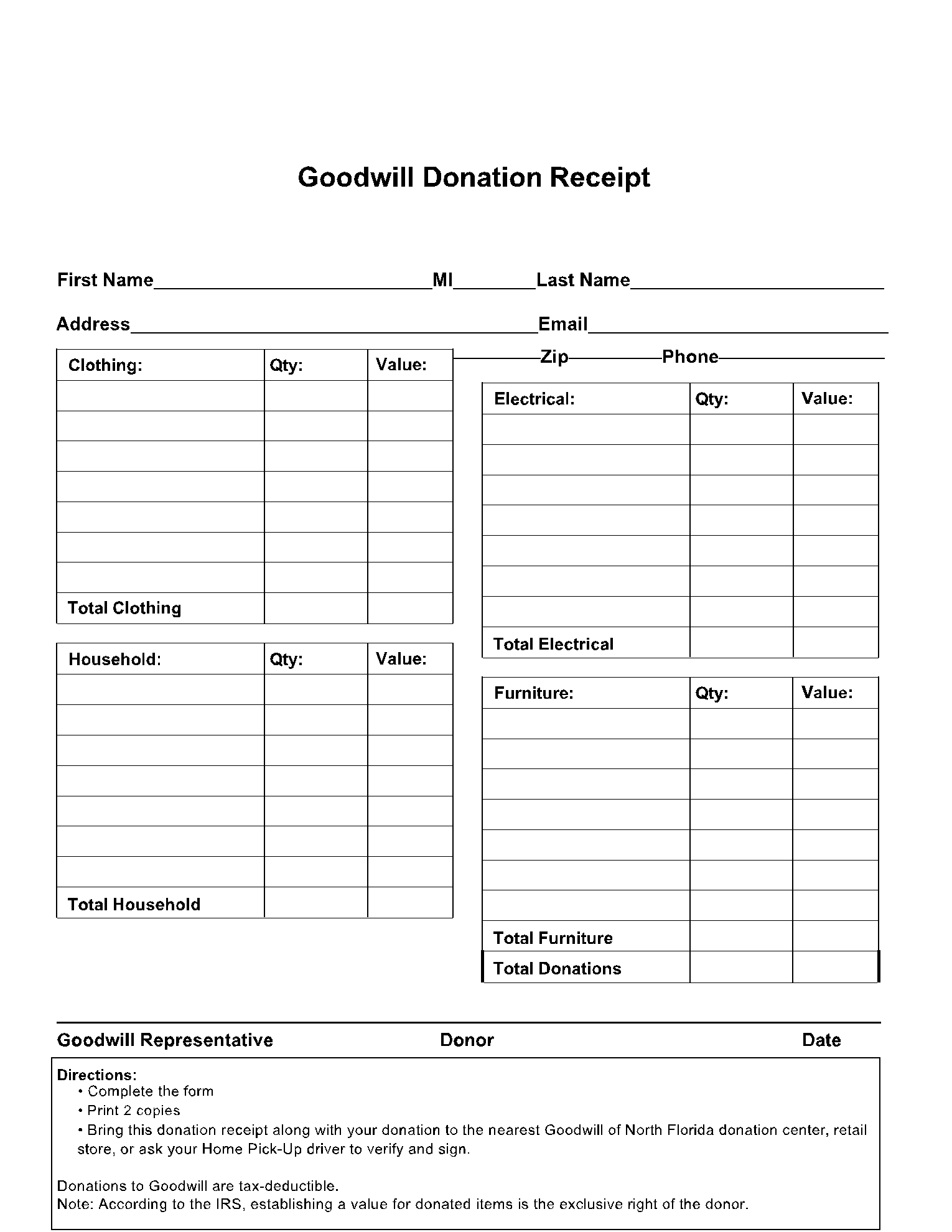 Goodwill Donation Receipt Template 100 Free CocoSign
