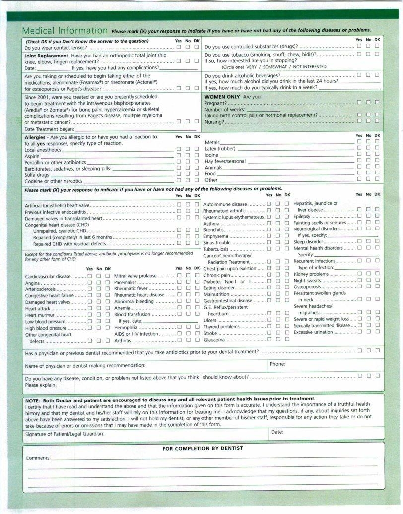 Health History Form Ada Fill Out Printable PDF Forms Online