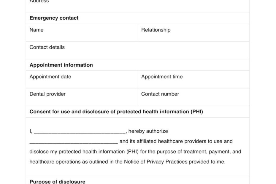 HIPAA Dental Form
