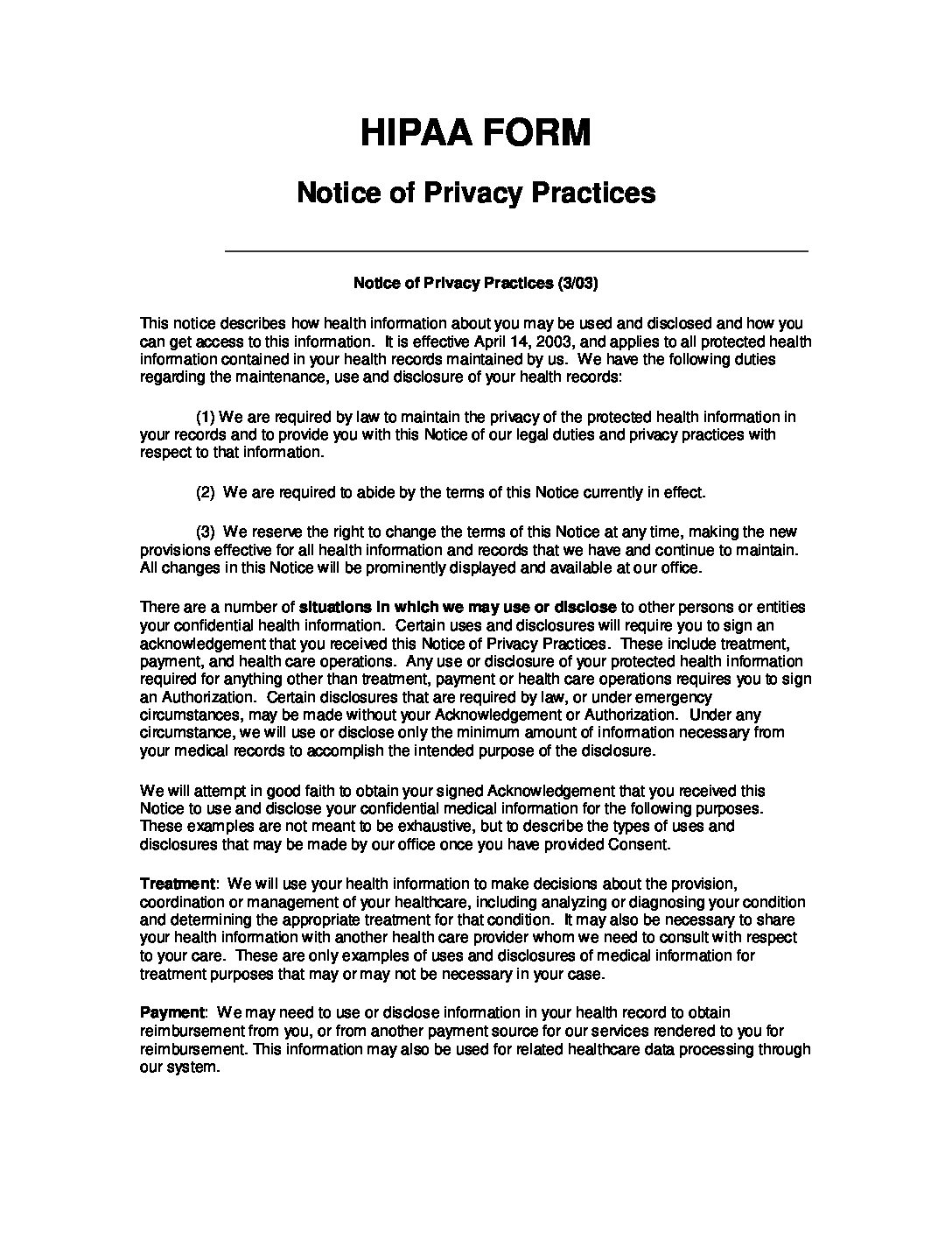 HIPAA Form 2013 Yavapai Pediatrics