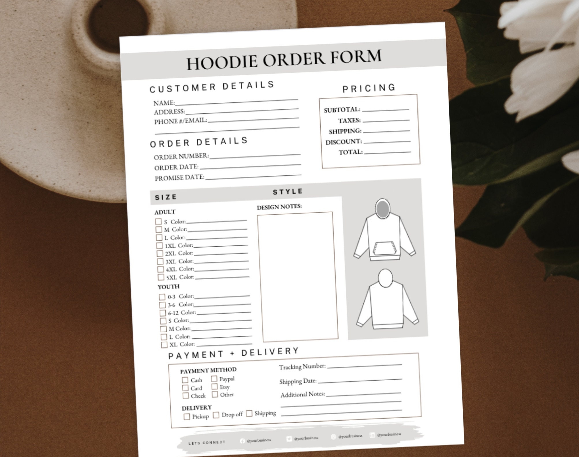 Hoodie Order Form Template Editable Sweatshirt Order Form Editable Business Templates Custom Hoodie Order Form Printable Hoodie Order Form Etsy