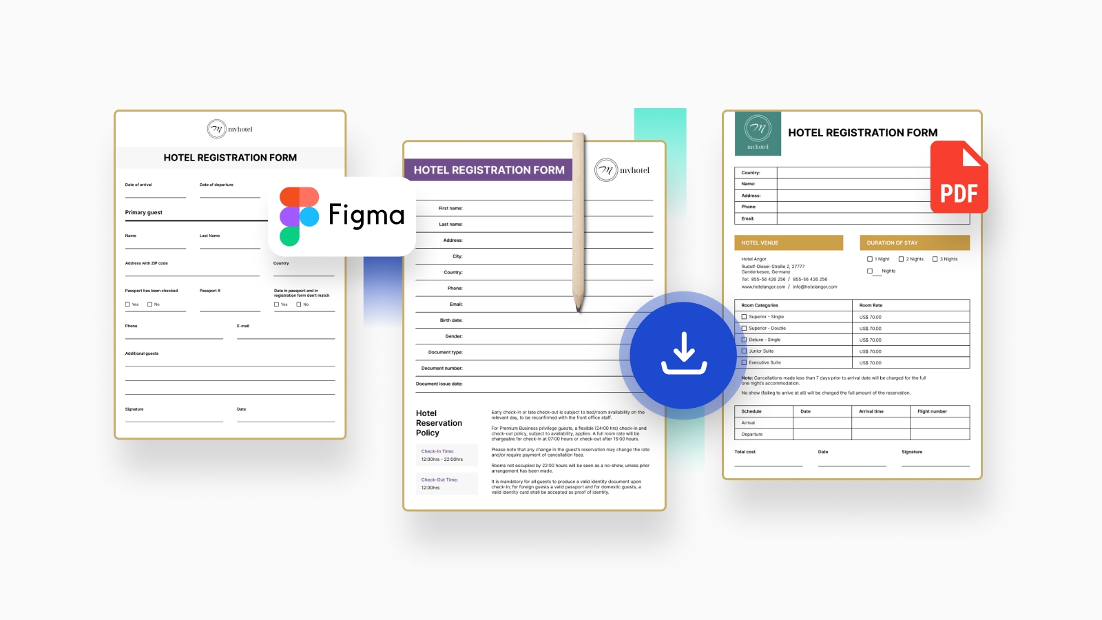 Hotel Reservation Cards U0026 Check In Forms Printable Hotel 