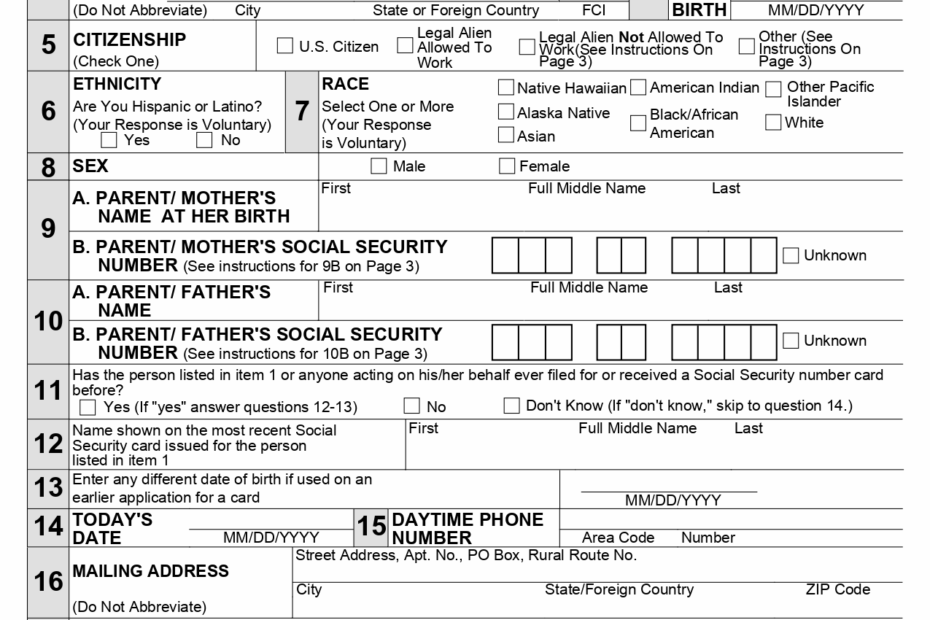 How To Fill Out Form SS 5 Social Security Card Application
