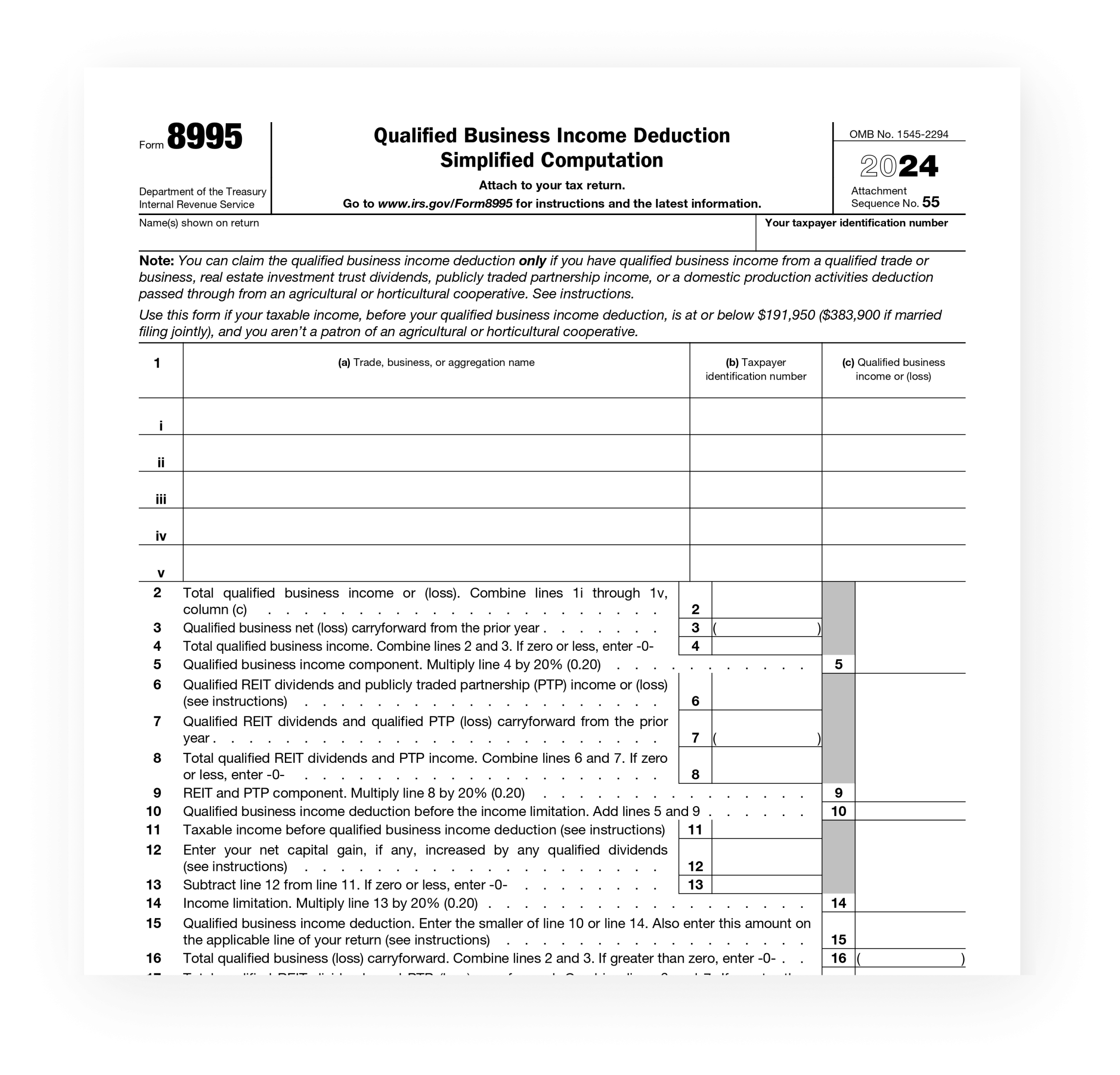 How To Fill Out IRS 8995 Form PDF 2024 2025 PDF Expert