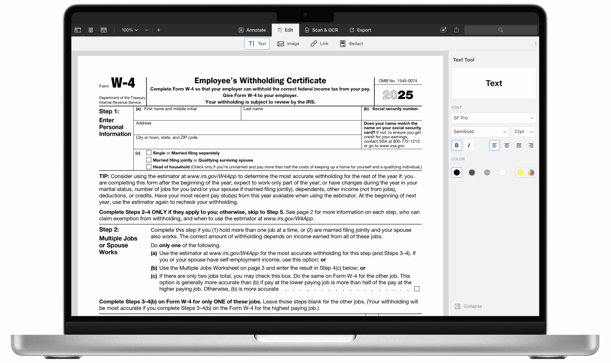 How To Fill Out IRS W4 Form 2025 PDF PDF Expert