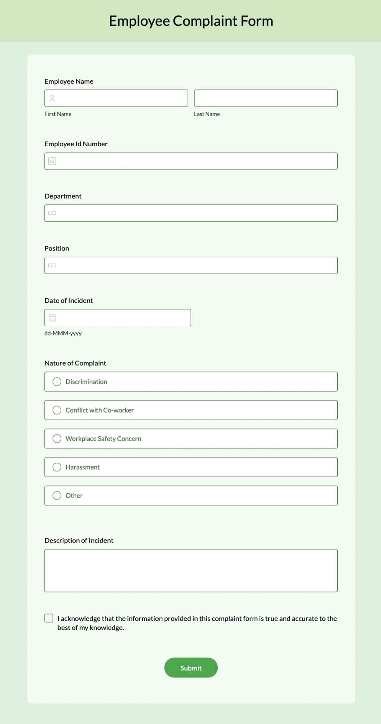 HTML Form Templates Free Online Form Templates