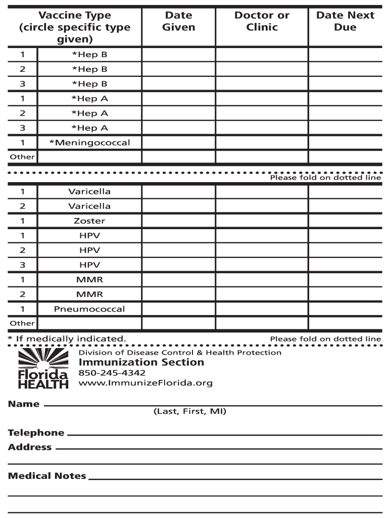 Immunization Record Florida Dh 680 Form Printable Printable Templates