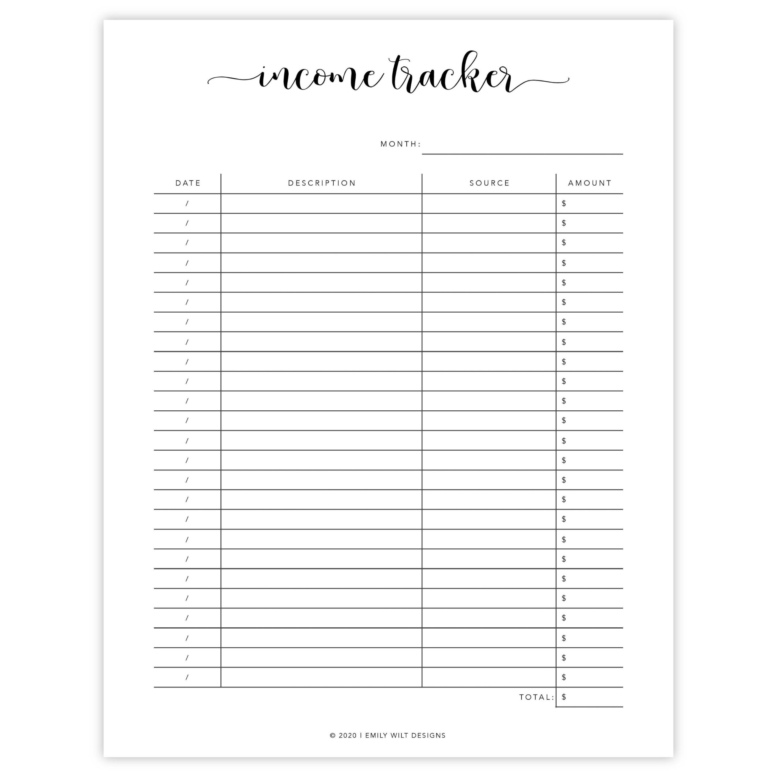 Income Tracker Printable Income Tracking Income Log Monthly Income Tracker Money Tracker Financial Planner Budget Printable Etsy Australia