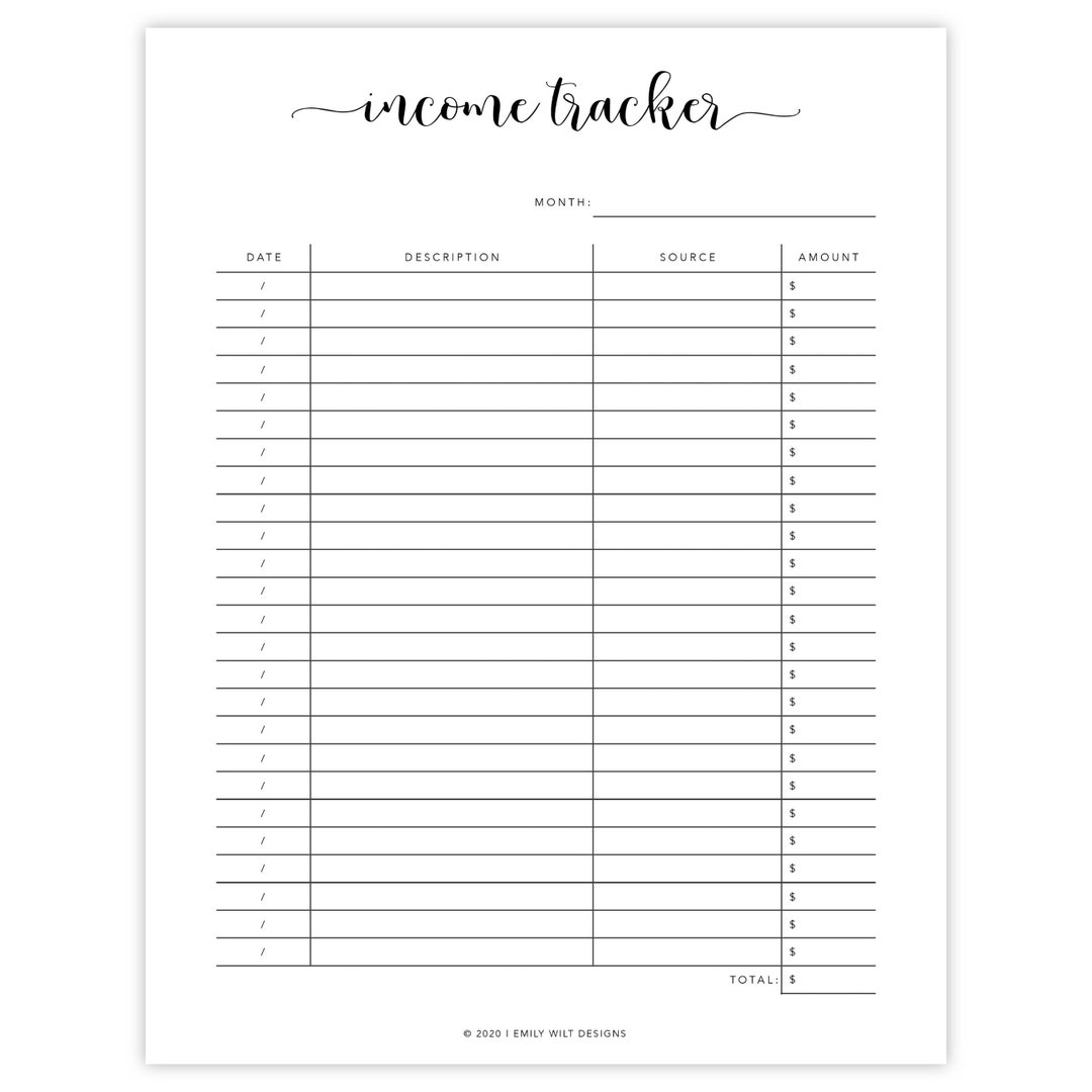 Income Tracker Printable Income Tracking Income Log Monthly Income Tracker Money Tracker Financial Planner Budget Printable Etsy Ireland