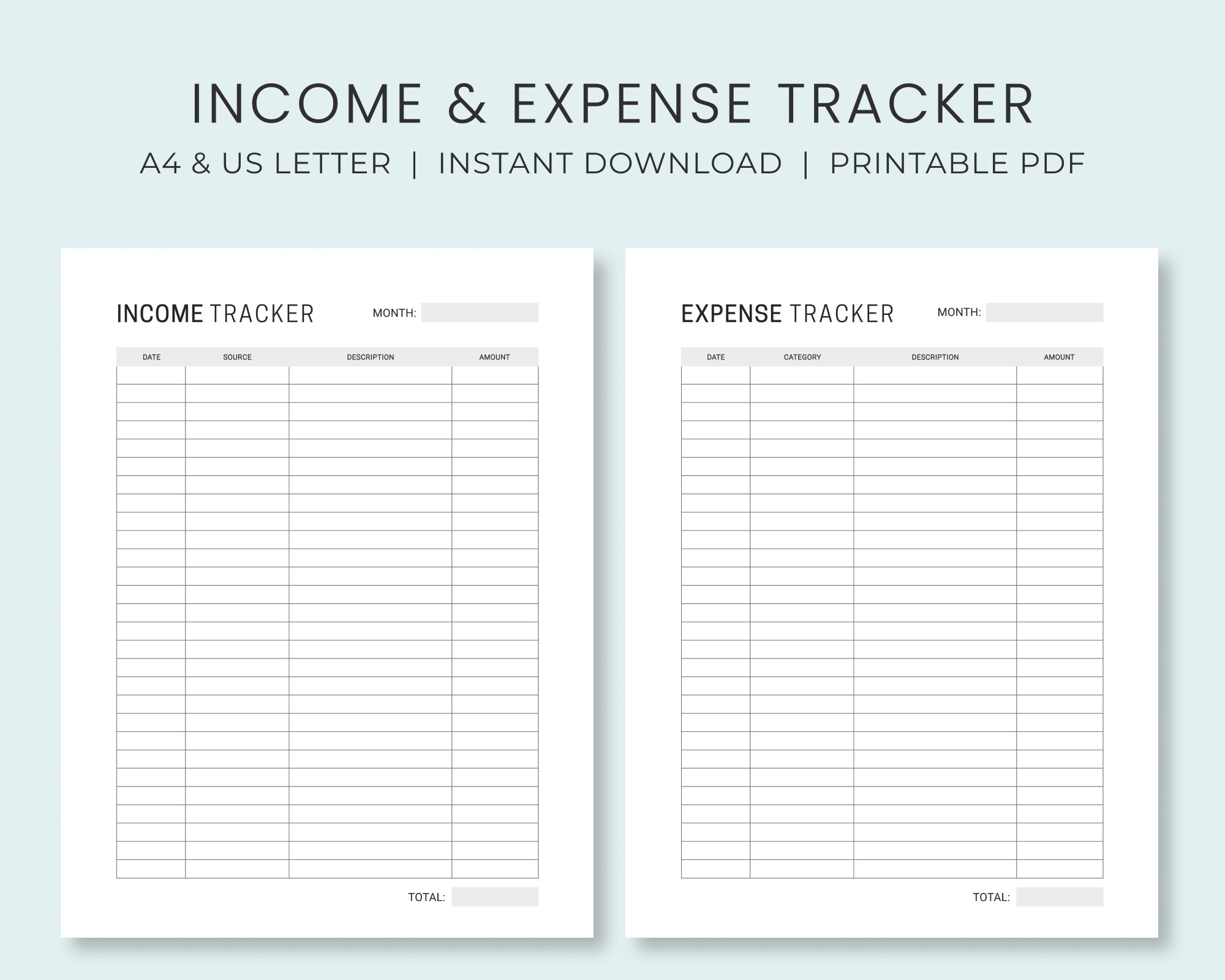 Income U0026 Expense Tracker Printable Money Tracker Business 