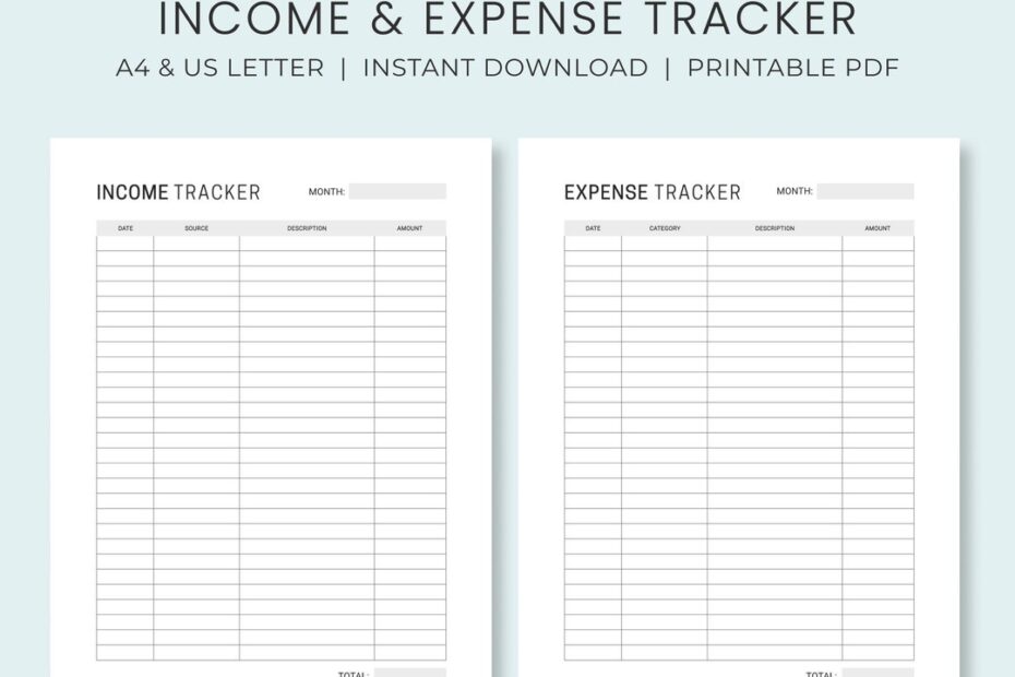 Income U0026 Expense Tracker Printable Money Tracker Business Financial Planning A4 US Letter Instant Download Etsy