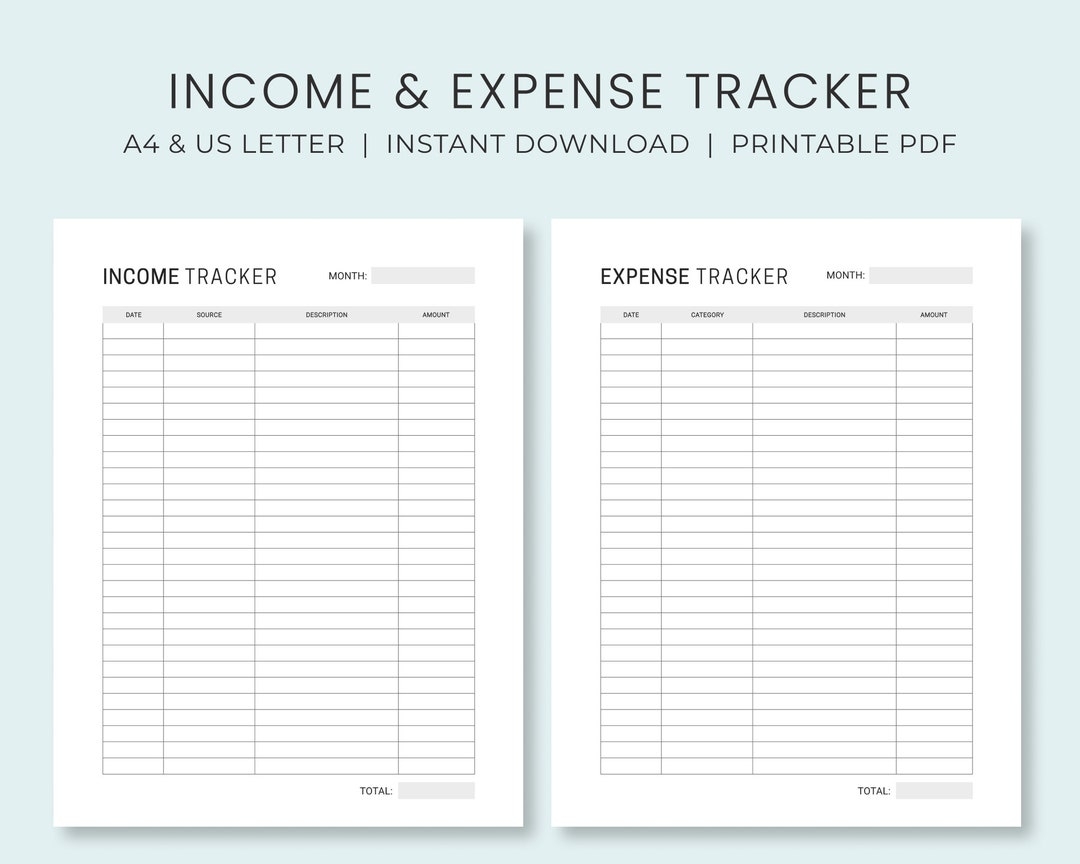 Income U0026 Expense Tracker Printable Money Tracker Business Financial Planning A4 US Letter Instant Download Etsy