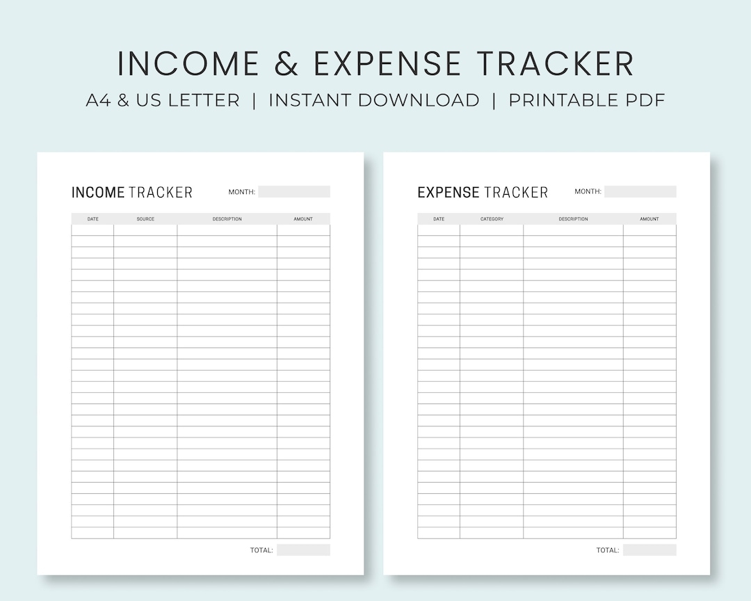 Income U0026 Expense Tracker Printable Money Tracker Business Financial Planning A4 US Letter Instant Download Etsy