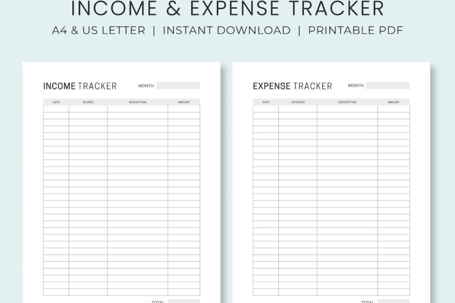 Income U0026 Expense Tracker Printable Money Tracker Business Financial Planning A4 US Letter Instant Download Etsy