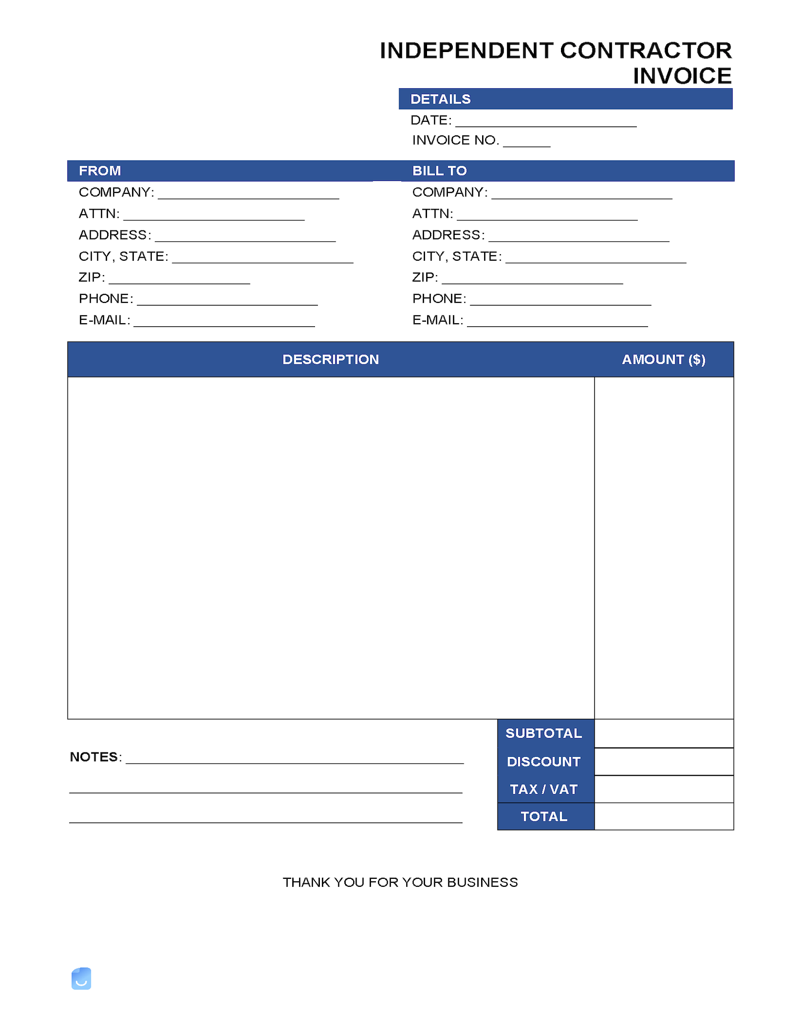 Independent Contractor 1099 Invoice Template Invoice Maker