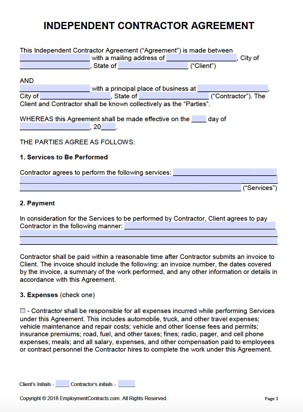 Independent Contractor Agreement PDF Word