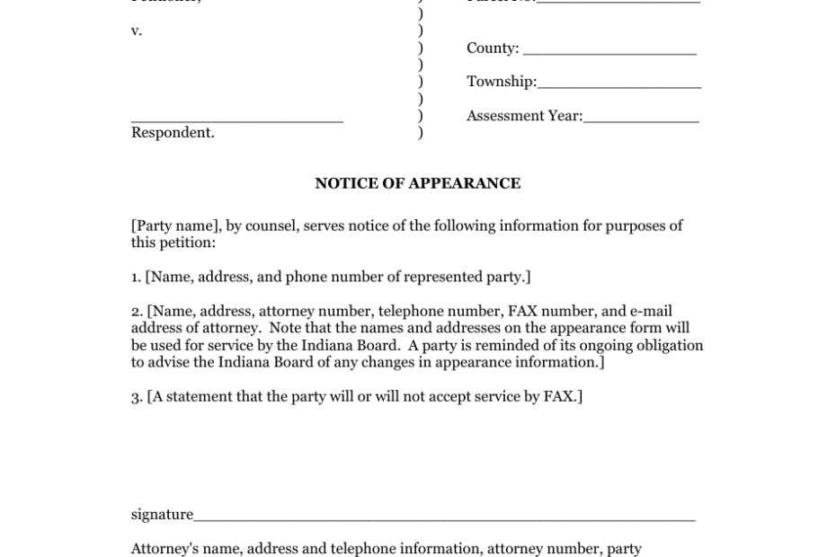 Indiana Notice Of Appearance Fill Out Sign Online And Download
