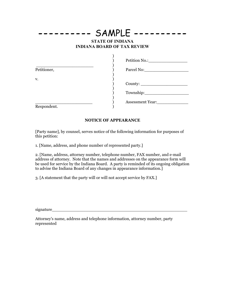 Indiana Notice Of Appearance Fill Out Sign Online And Download 