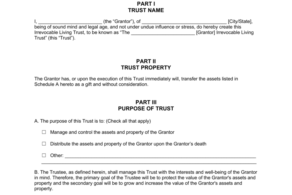 Irrevocable Trust Template Create A Permanent Estate Plan