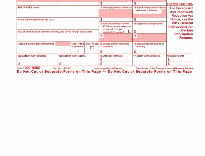 IRS 1099 MISC Form Free Download Create Fill And Print