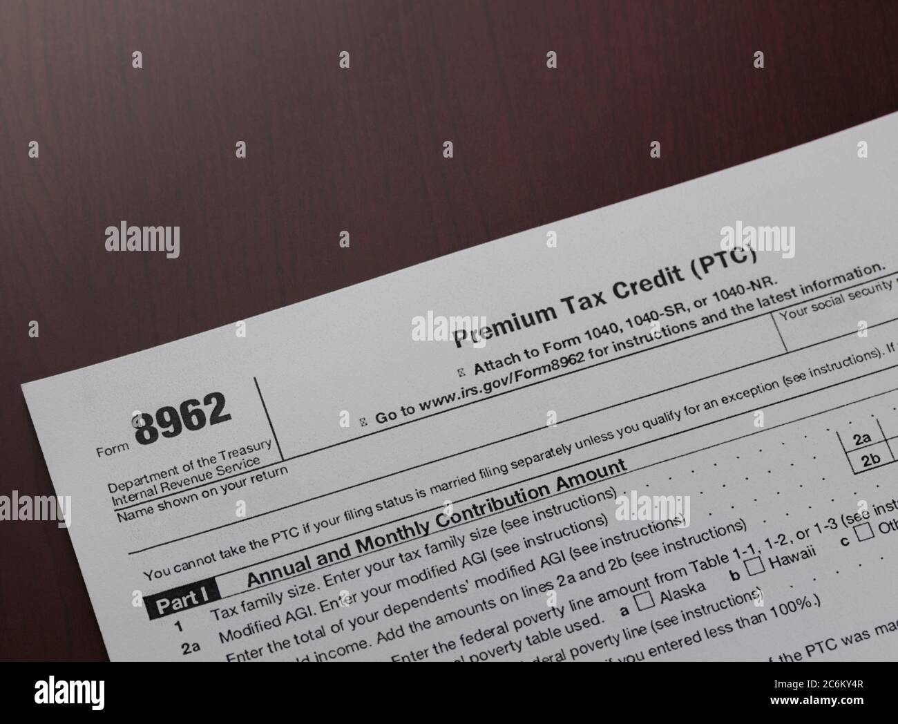 Irs Federal Tax Form 8962 For Reporting The Premium Tax Credit 