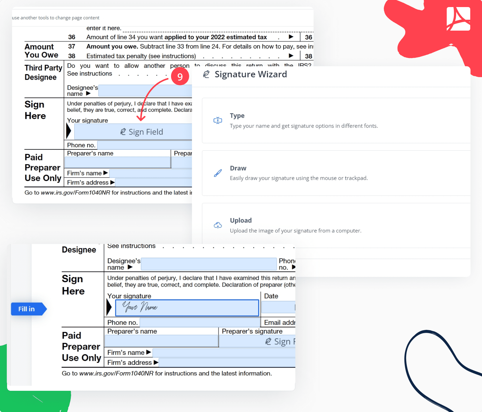 IRS Form 1040 NR 2024 Nonresident Alien Income Tax Return PDFliner