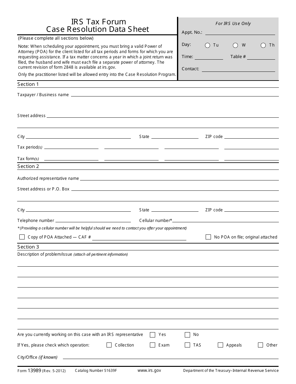 IRS Form 13989 Fill Out Sign Online And Download Fillable PDF Templateroller