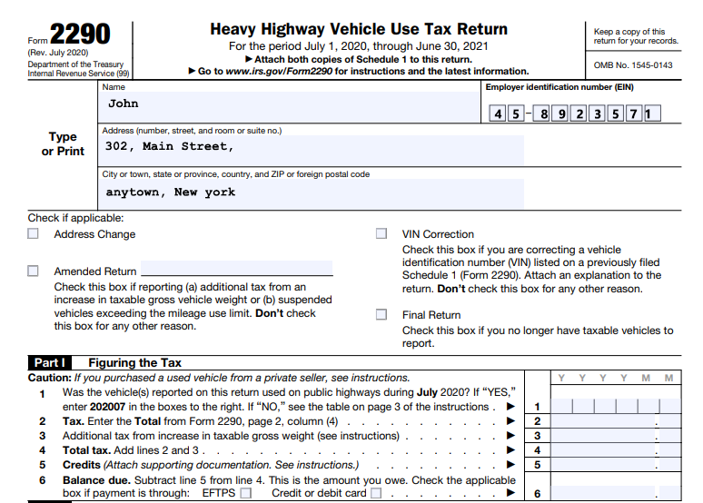 Irs Form 2290 Printable 2022 Pdf Download